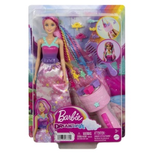 Papusa Barbie Dreamtopia, Twist Style cu Accesorii de Coafat