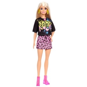 PAPUSA BARBIE FASHIONISTA BLONDA CU TINUTA DE VARA ROCK - Img 8