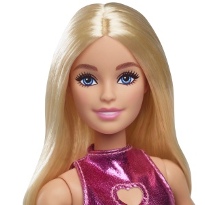 Papusa Barbie Fashionistas Blonda cu Rochita Roz - Img 4