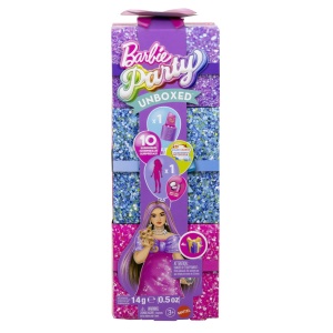 Papusa Barbie Party Unboxed Reveal, cu 10 Accesorii Surpriza