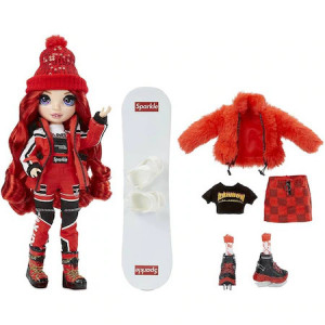 Papusa Rainbow High, Winter Break Ruby Anderson, cu 2 tinute complete si schiuri - Img 2