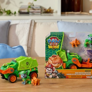 PATRULA CATELUSILOR FILMUL CU DINOZAURI SET DINO VEHICUL CAMION DE RECICLARE CU FIGURINA ROCKY SI ACCESORII 15CM - Img 9