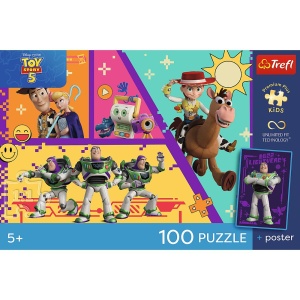 PUZZLE TREFL 100 DISNEY PIXAR TOY STORY 5 JUCARII IN ACTIUNE CU POSTER INCLUS - Img 4