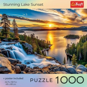 Puzzle Trefl 1000 piese, Sua Apus de Soare Uimitor la Lac cu Poster Inclus - Img 3