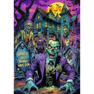 PUZZLE TREFL 1000 PREMIUM PLUS SALA GROAZEI ZOMBI - Img 2