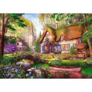 PUZZLE TREFL 1000 PREMIUM PLUS TEA TIME CASUTA DIN PADURE - Img 2