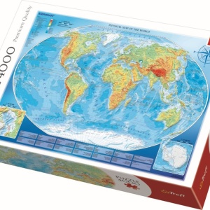 PUZZLE TREFL 4000 HARTA FIZICA A LUMII - Img 1