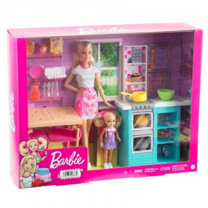 Set de joaca Barbie, 2 papusi cu bucatarie si accesorii - Img 3