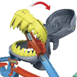Set de joaca Hot Wheels City, pista de curse plaja rechinului Chomp, masinuta inclusa - Img 10