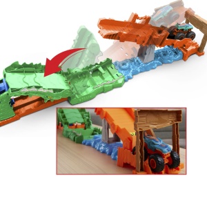 Set de joaca Hot Wheels Monster Truck Provocarea Crocodilului, Mega Wrex - Img 8