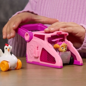 Set figurine Paw Patrol, Skye și vehicul cu lansator, visiniu, 25.08x20.32x8.26cm - Img 5
