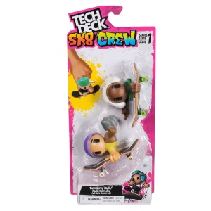 TECH DECH SK8 CREW PACHET 2 SETURI PLACA SI FIGURINA 9.6CM CASCA MOV SI CASTI ALBE - Img 1