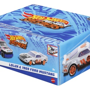 HOT WHEELS SET 2 MASINUTE METALICE PULL BACK LOLUX SI 1969 FORD MUSTANG 1:43 - Img 2