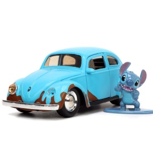 JADA DISNEY STITCH SET FIGURINA STITCH SI MASINUTA METALICA VOLKSWAGEN BEETLE SCARA 1 LA 32 - Img 2