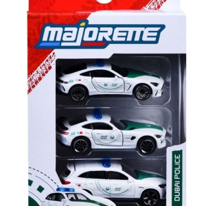 MAJORETTE SET 3 MASINUTE DE POLITIE DUBAI METALICE MERCEDES AMG 7.5CM