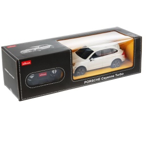 Masina cu telecomanda Rastar Porsche Cayenne Turbo alba, scara 1:24, 20.2x8.1x7.1cm