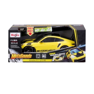 Masinuta cu sunete si lumini Porsche 911 GT3 RS, Maisto, scara 1:24, galbena