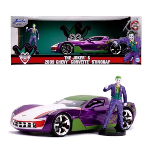 MASINUTE METALICA CHEVY CORVETTE STINGRAY 2009 SI FIGURINA JOKER SCARA 1:24 - Img 3