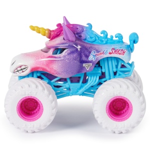 MONSTER JAM SET 2 MASINUTE METALICE SPARKLE SMASH SCARA 1:64 - Img 4
