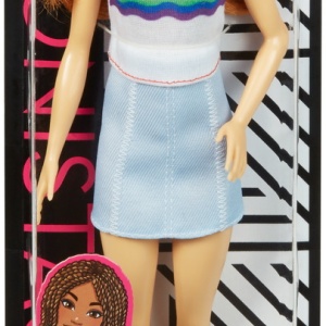PAPUSA BARBIE FASHIONISTA CU FUSTITA SI TRICOU CURCUBEU