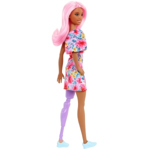 PAPUSA BARBIE FASHIONISTA CU PAR ROZ SI PICIOR PROTETIC - Img 7