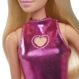 Papusa Barbie Fashionistas Blonda cu Rochita Roz - Img 5