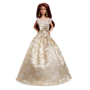 Papusa Barbie Signature bruneta de sarbători, multicolor, 33x26.5x7.5cm - Img 8