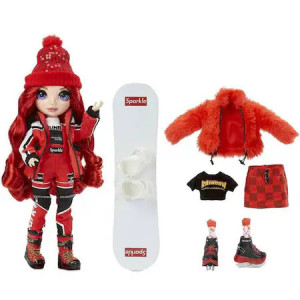 Papusa Rainbow High, Winter Break Ruby Anderson, cu 2 tinute complete si schiuri - Img 3