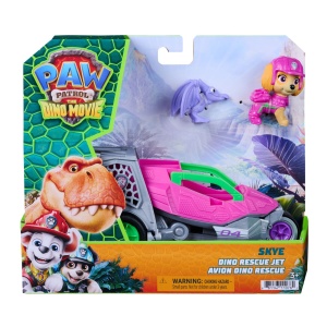PATRULA CATELUSILOR FILMUL CU DINOZAURI SET DINO VEHICUL AVION CU FIGURINA SKYE SI ACCESORII 15CM