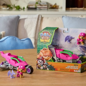 PATRULA CATELUSILOR FILMUL CU DINOZAURI SET DINO VEHICUL AVION CU FIGURINA SKYE SI ACCESORII 15CM - Img 9
