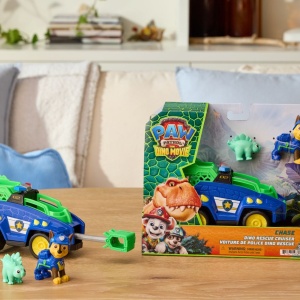 PATRULA CATELUSILOR FILMUL CU DINOZAURI SET DINO VEHICUL DE POLITIE CU FIGURINA CHASE SI ACCESORII 15CM - Img 2