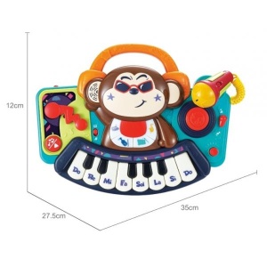 PIANINA BEBE MAIMUTICA DJ CU LUMINI SUNETE SI MICROFON - Img 6