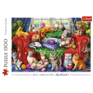 PUZZLE TREFL 1500 PISICUTELE PE CANAPEA - Img 3