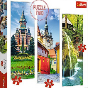 Puzzle Trefl 3x300 Piese, Sighisoara, Piata Victoriei si Cascada Bigar