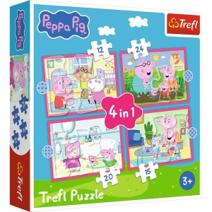PUZZLE TREFL 4IN1 PEPPA PIG IUBESTE AVENTURILE