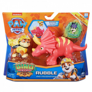 Set 2 figurine Paw Patrol Dino Rescue, Rubble si Triceratops - Img 1