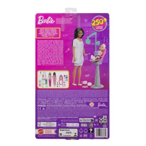 Set de joacă Barbie brunetă, papusa dentist, multicolor, 32.5x19x6.5cm - Img 9