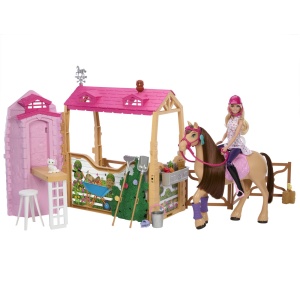 Set de Joaca Barbie Estate, Ultimate Stable cu Accesorii si Detalii Realiste