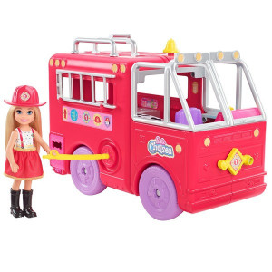 Set de joaca Barbie, papusa Chelsea cu masina de pompieri transformabila in casuta si accesorii - Img 2
