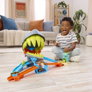 Set de joaca Hot Wheels City, pista de curse plaja rechinului Chomp, masinuta inclusa - Img 7