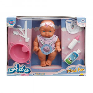 Set Papusa Bebelus Ada cu accesorii, Dollz n More, 23 cm, Roz - Img 1