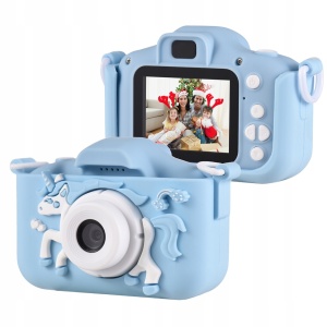 Aparat foto digital pentru copii Unicorn, Bleu