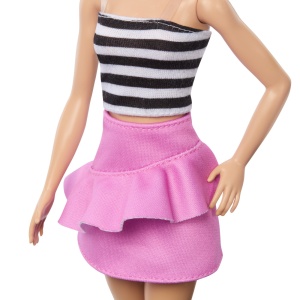 BARBIE PAPUSA BARBIE FASHIONISTA BLONDA CU PARUL PRINS IN COADA SI FUSTA ROZ - Img 4