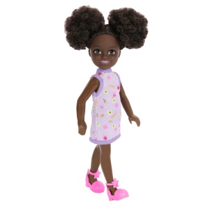 BARBIE PAPUSA CHELSEA CREOLA CU PAR AFRO SI ROCHITA MOV - Img 4