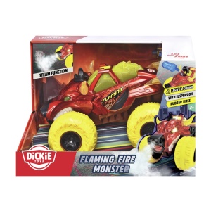 DICKIE MASINA DE TEREN FLAMING FIRE MONSTER CU LUMINI SUNETE SUSPENSII SI FUNCTIE ABUR 25CM - Img 2