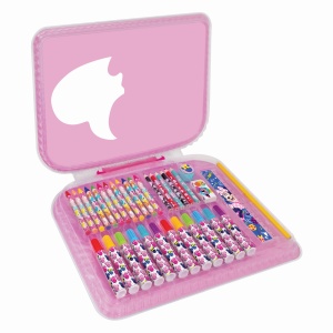 Gentută pentru desen Art Case Minnie, set creativ, 12 creioane colorate, 6 markere, multicolor, 33x24.5x2.5cm - Img 3