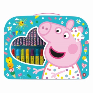 Gentută pentru desen Art Case Peppa, set complet 12 creioane colorate și 12 markere, multicolor, 33x25x1.8cm - Img 2