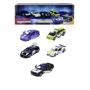 MAJORETTE SET 5 MASINUTE DE POLITIE METALICE RESCUE WORLD 7.5CM