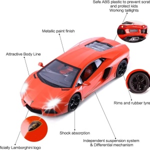 MASINA CU TELECOMANDA LAMBORGHINI AVENTADOR PORTOCALIU CU SCARA 1 LA 24 - Img 2