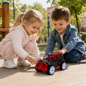MASINA JEEP OFF ROADER NEGRU ROSU 32CM - Img 4